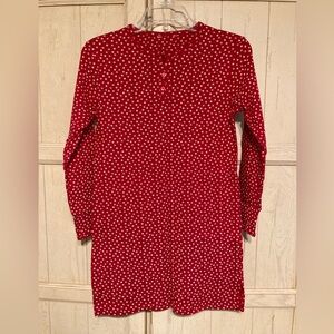 Red Snowflake Print LS Cotton Knit Nightgown - Small - NEW
